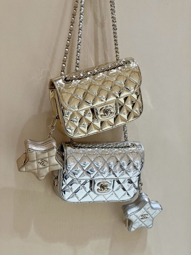 Chanel Backpack Mirrored metallic Flap Bag