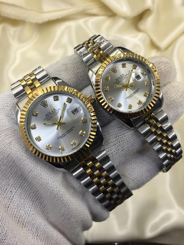 Rolex Gold Plated Dual Shade Couple Watches