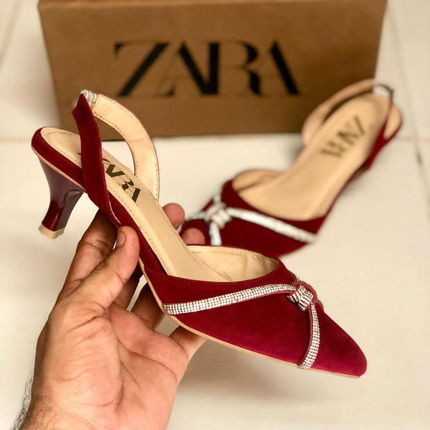 Zara Signature Suede Kitten Heels