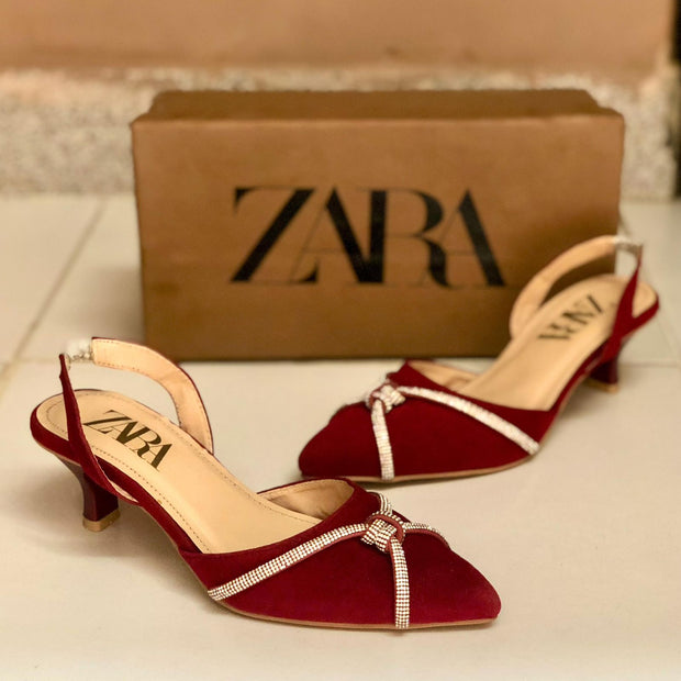 Zara Signature Suede Kitten Heels