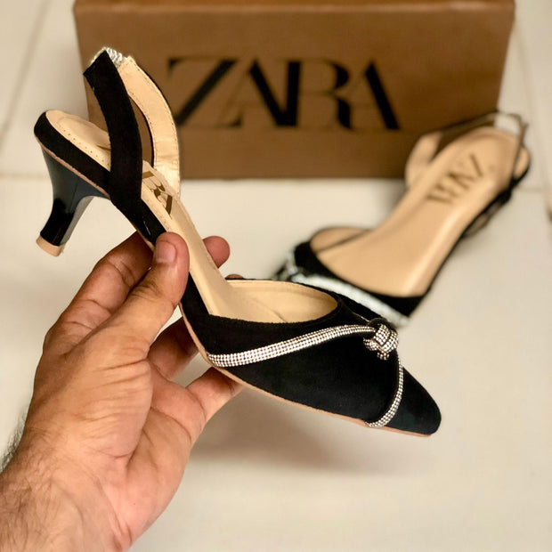 Zara Signature Suede Kitten Heels