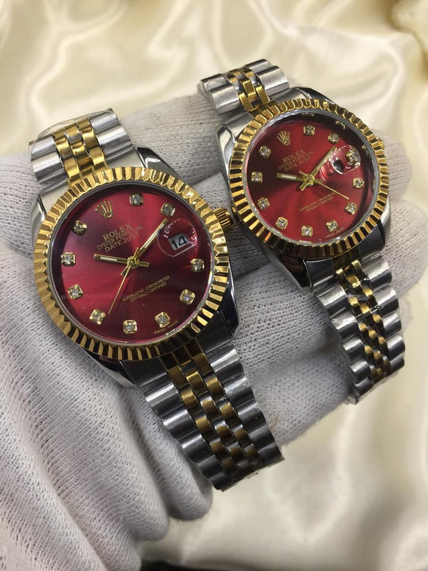 Rolex Gold Plated Dual Shade Couple Watches