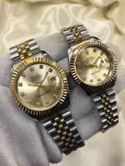 Rolex Gold Plated Dual Shade Couple Watches