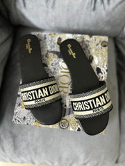 Christian Dior Embroidered Velvet Slippers