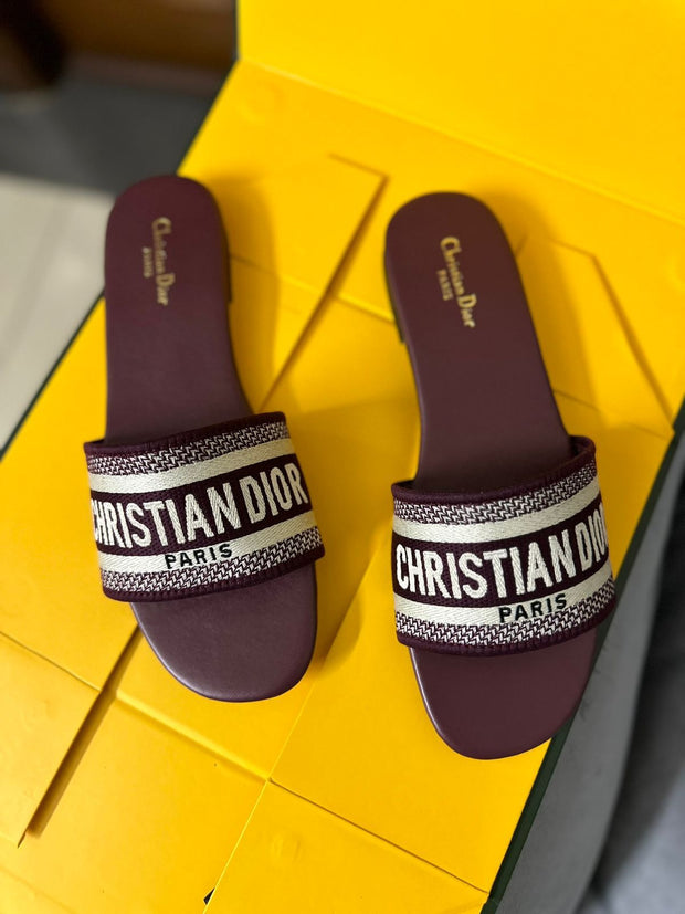 Christian Dior Embroidered Velvet Slippers